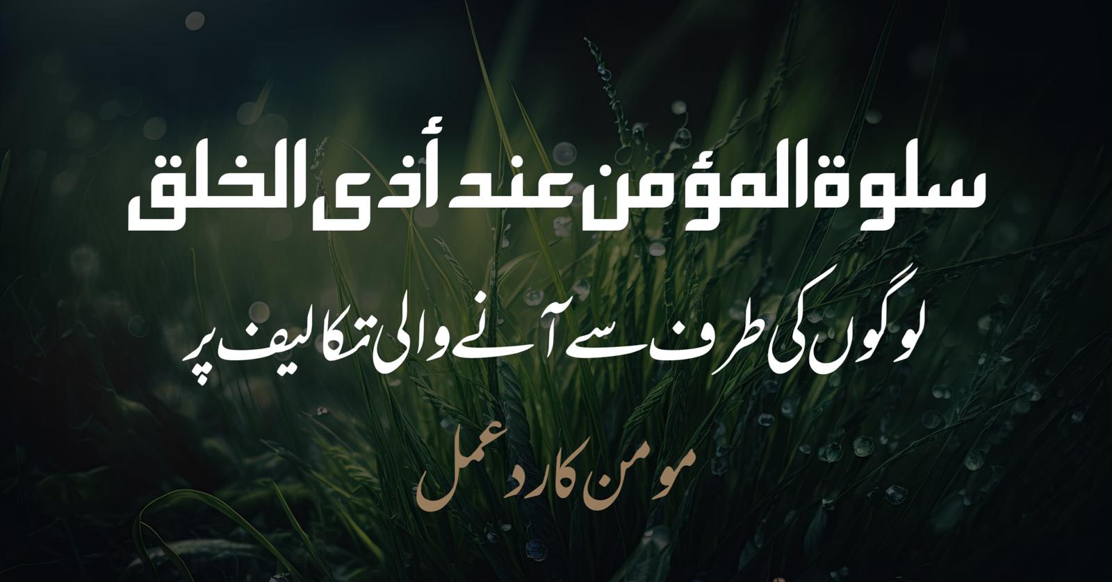 لوگوں کی طرف سے آنے والی تکالیف پر مومن کا رد عمل